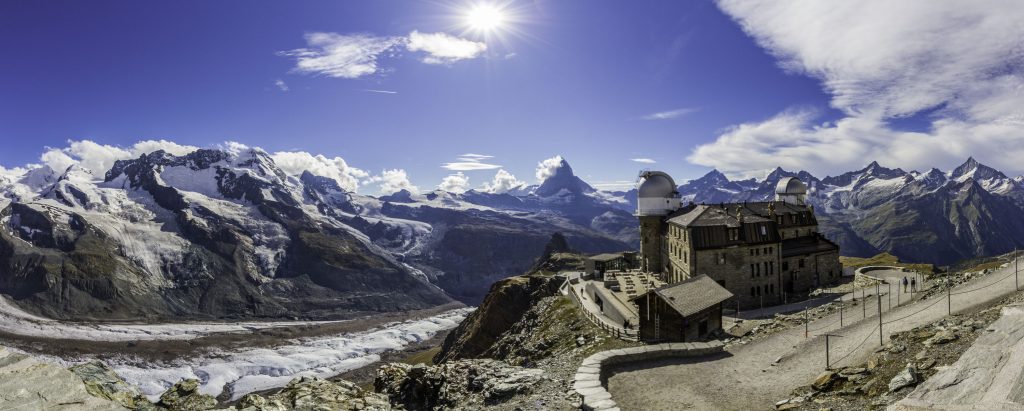 Fotos von Zermatt: Panorama des Gornergrat mit Kulmhotel